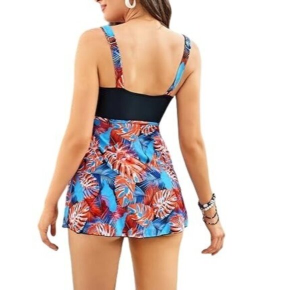 Grace Karin Tropical Print Top High-Waisted Bottom Tankini Swimsuit Set Size 2XL - Picture 6 of 10